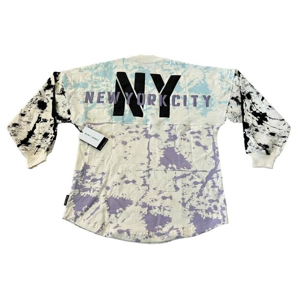 Spirit Jersey Unisex Size XS Cream New York Tie Dye CrewNeck Long Sleeve Tee NWT - Picture 1 of 10